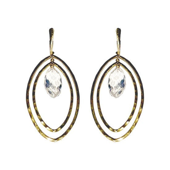 Double Together White Topaz with Bone Top Earrings