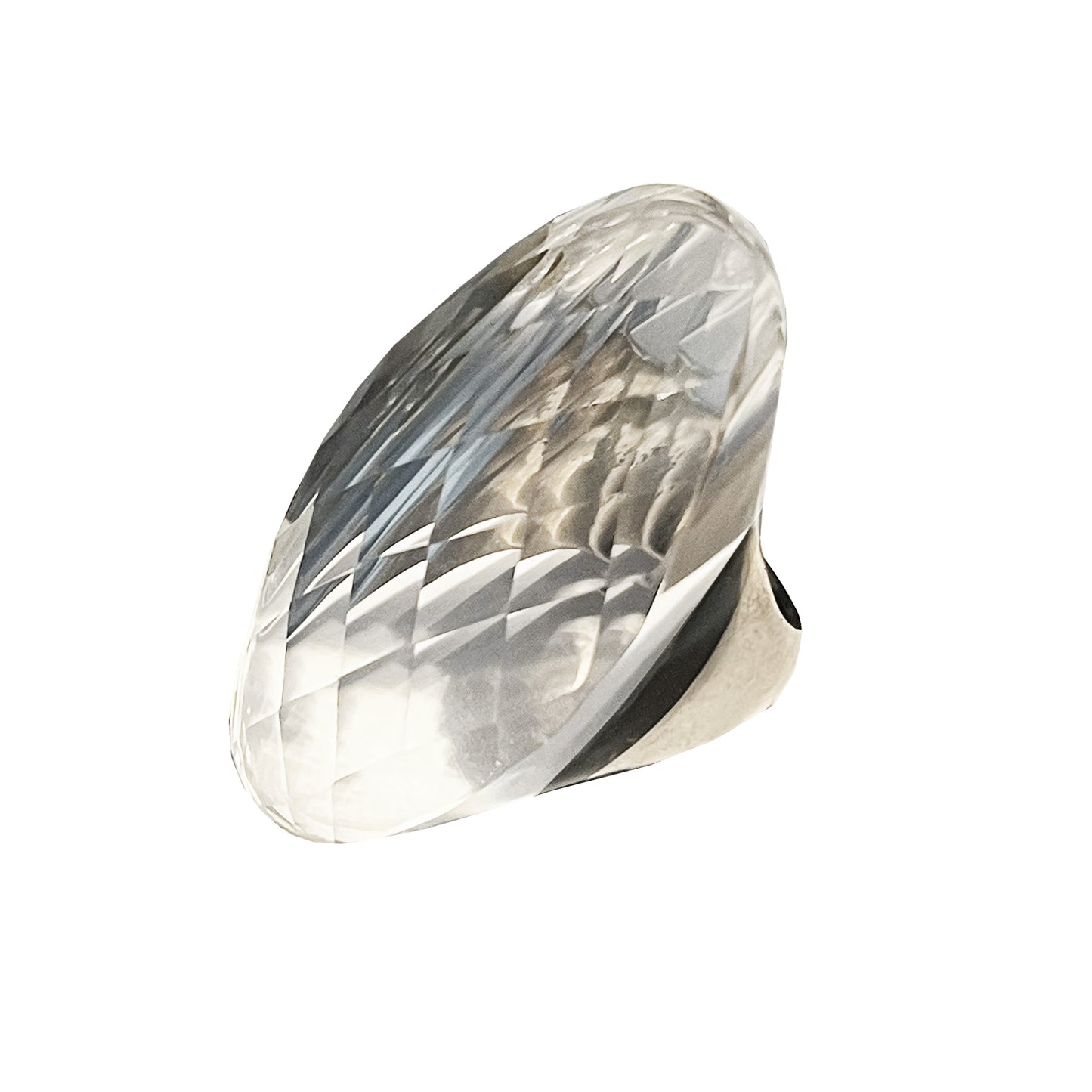 Rock Crystal Marquis Shaped Silver Cocktail Ring