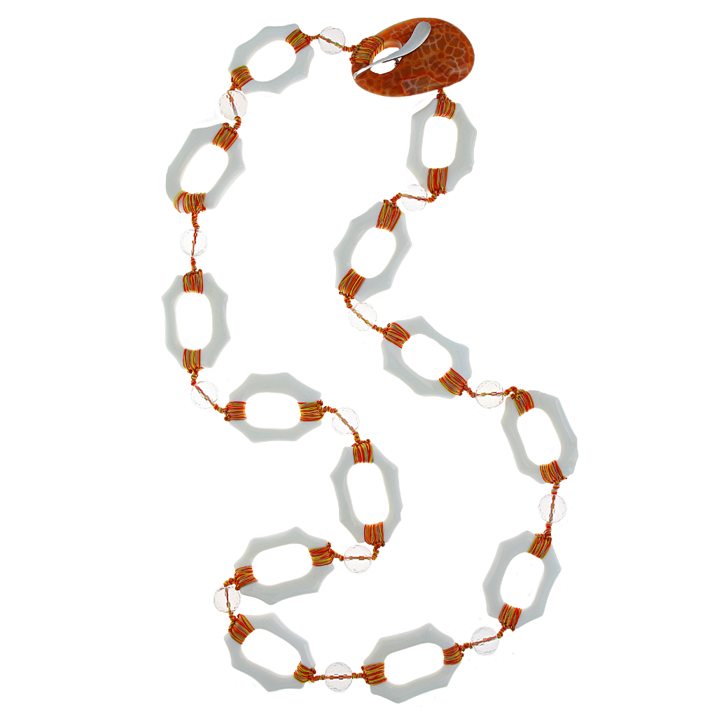 White Onyx + Macrame Necklace