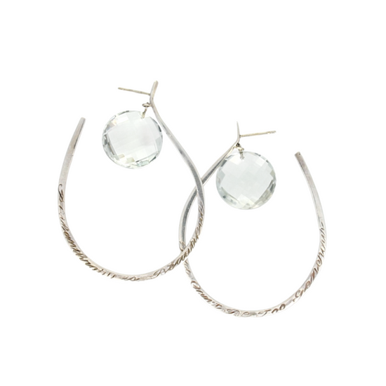 Oval Message Hoops with Green Amethyst