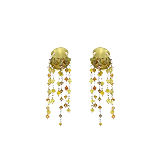 Embrace Clip Earrings with Yellow & Green Diamonds
