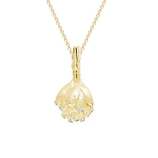 Get To The Heart Of The Matter gold-plated Artichoke necklace by Pavé The Way® Jewelry