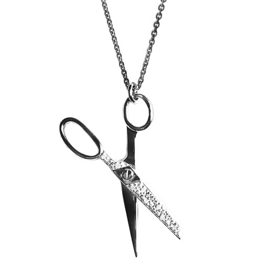 Cut Out Stereotypes black rhodium Scissor necklace by Pavé The Way® Jewelry