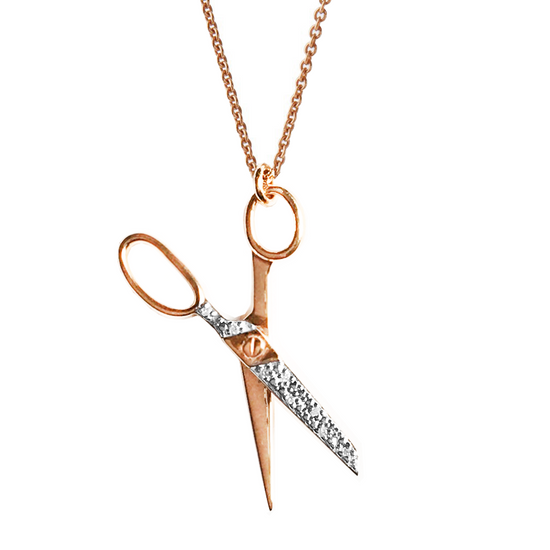 Cut Out Stereotypes rose gold-plated Scissor necklace by Pavé The Way® Jewelry