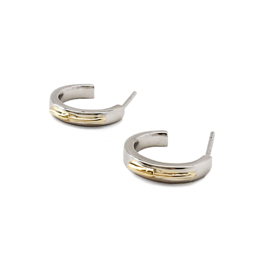 Grace With Grip sterling silver and gold-plated Screwdriver huggie earrings by Pavé The Way® Jewelry