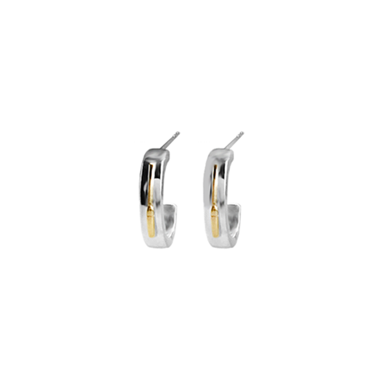Grace With Grip sterling silver and gold-plated Screwdriver huggie earrings by Pavé The Way® Jewelry