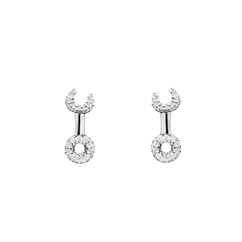 Crank It Up sterling silver Wrench stud earrings by Pavé The Way® Jewelry