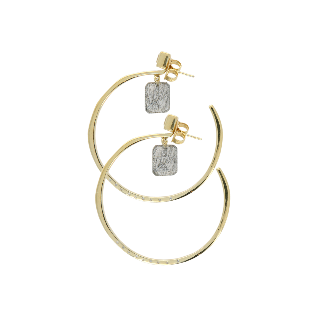 Vermeil Hoop Earrings with Diamonds and Gemstones