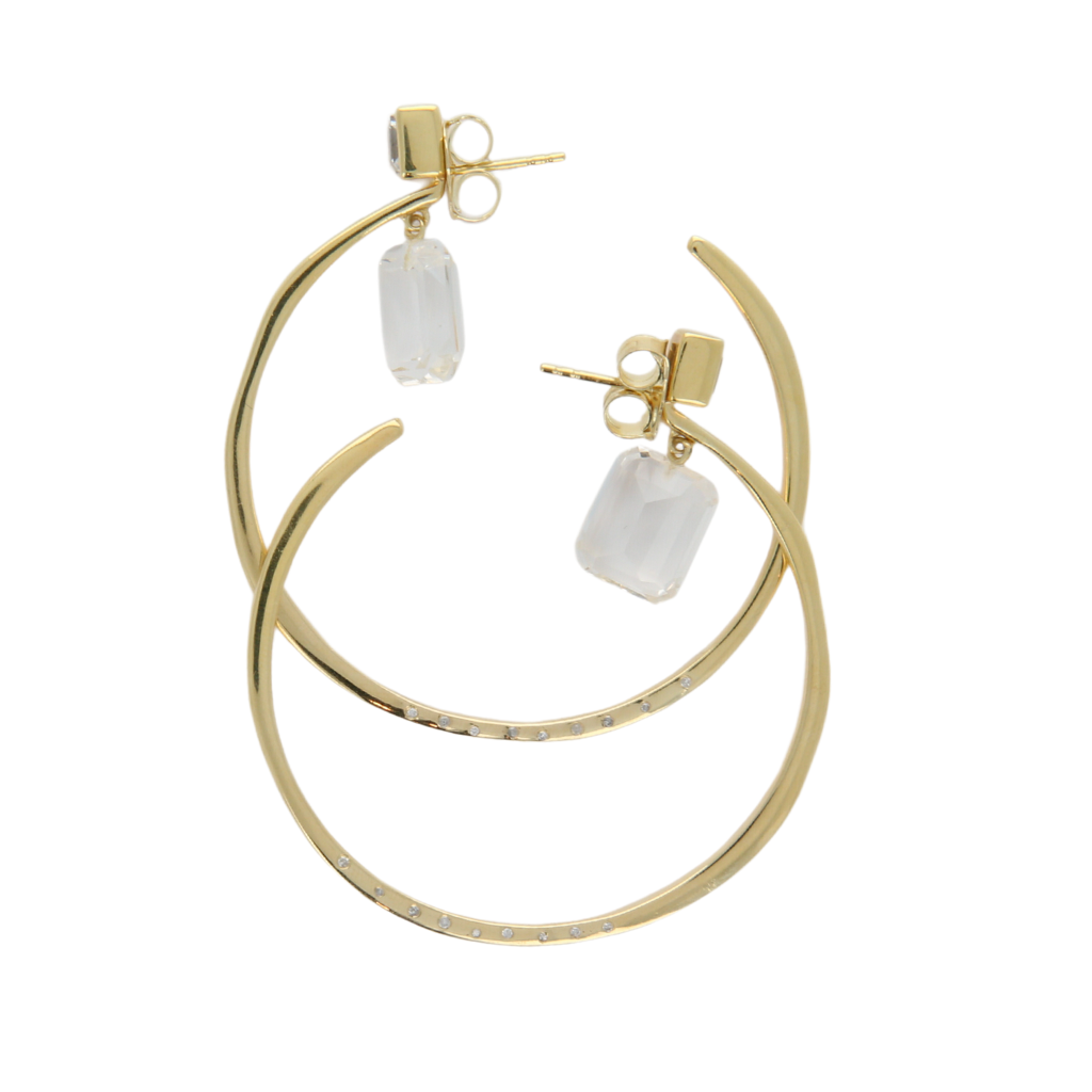 Vermeil Hoop Earrings with Diamonds and Gemstones