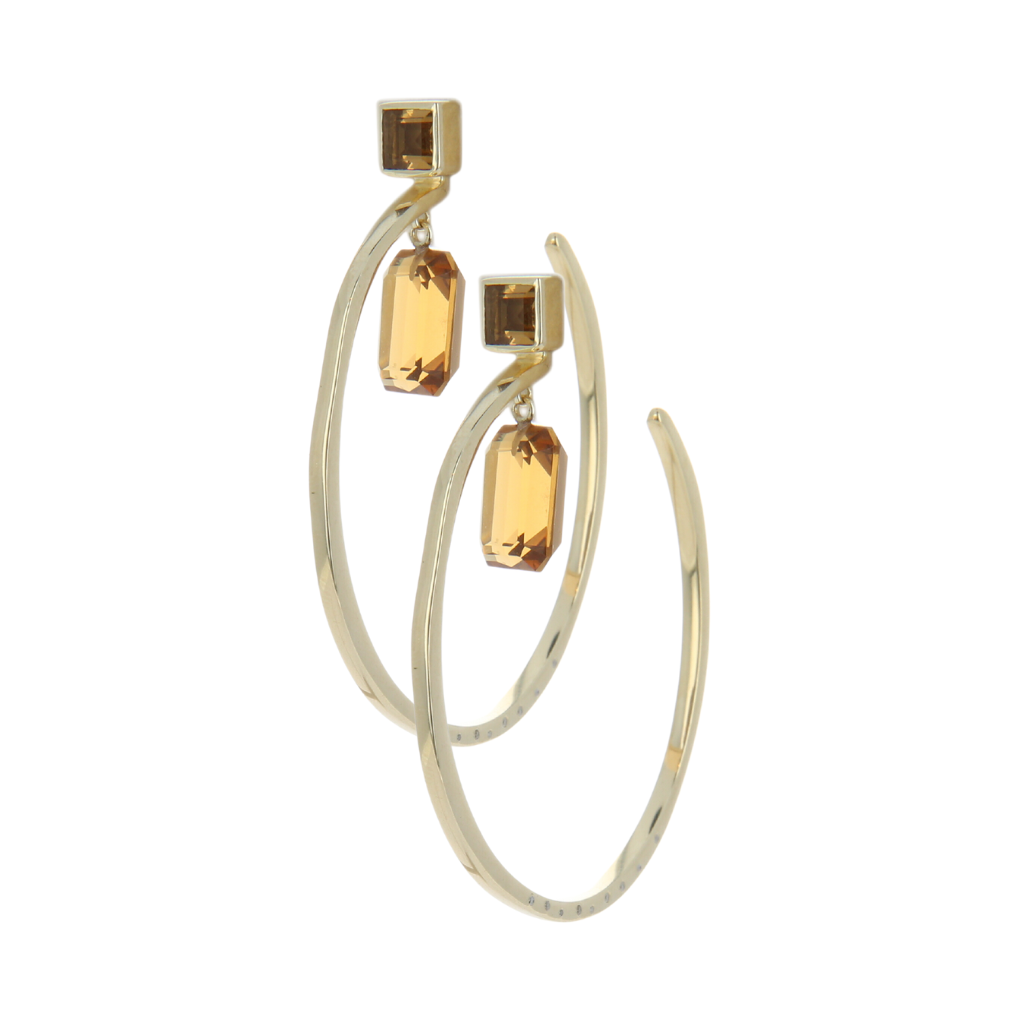 Vermeil Hoop Earrings with Diamonds and Gemstones