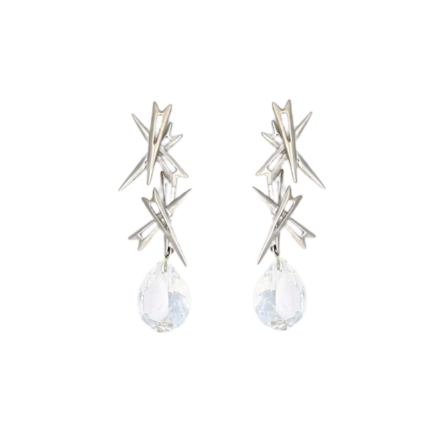 Double Twinkle Earrings with White Topaz