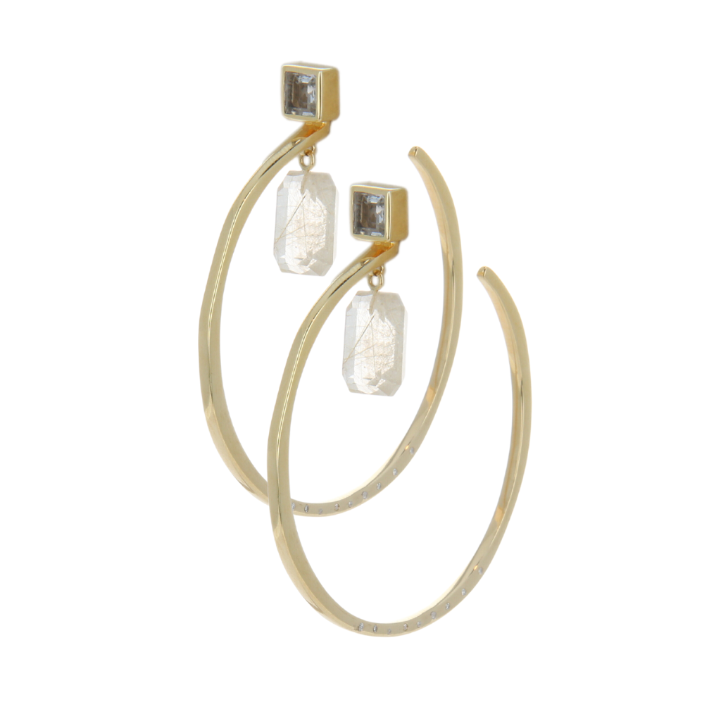 Vermeil Hoop Earrings with Diamonds and Gemstones