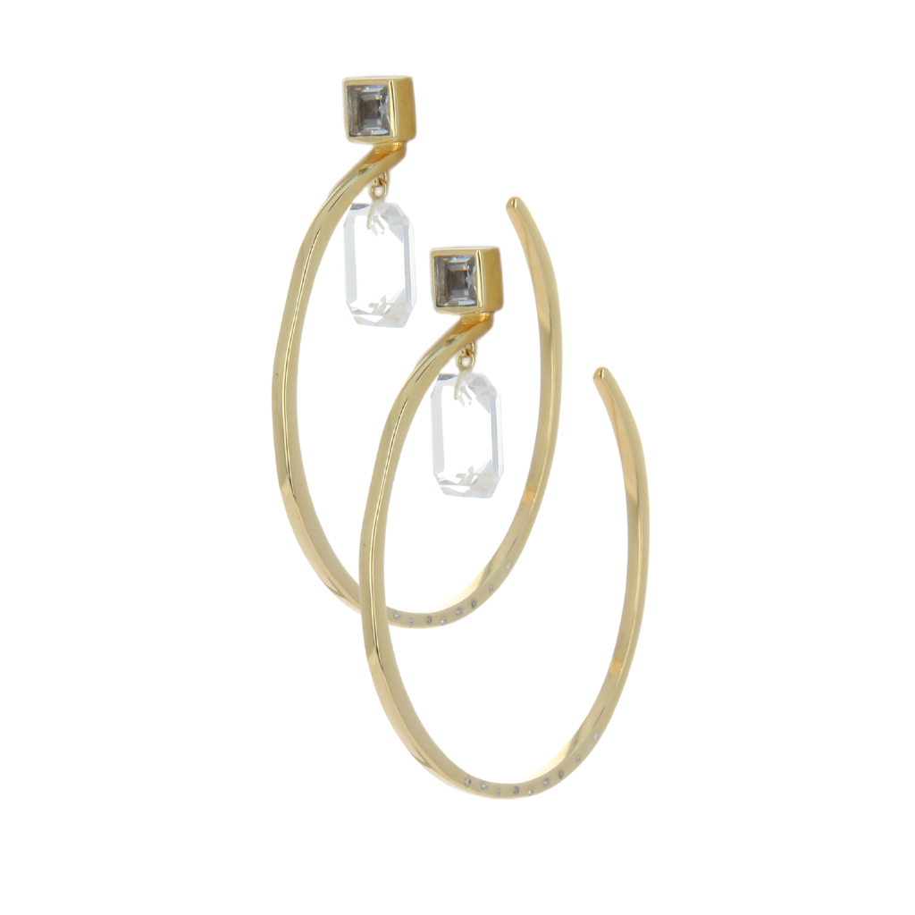 Vermeil Hoop Earrings with Diamonds and Gemstones