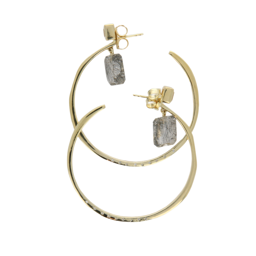 Vermeil Hoop Earrings with Diamonds and Gemstones