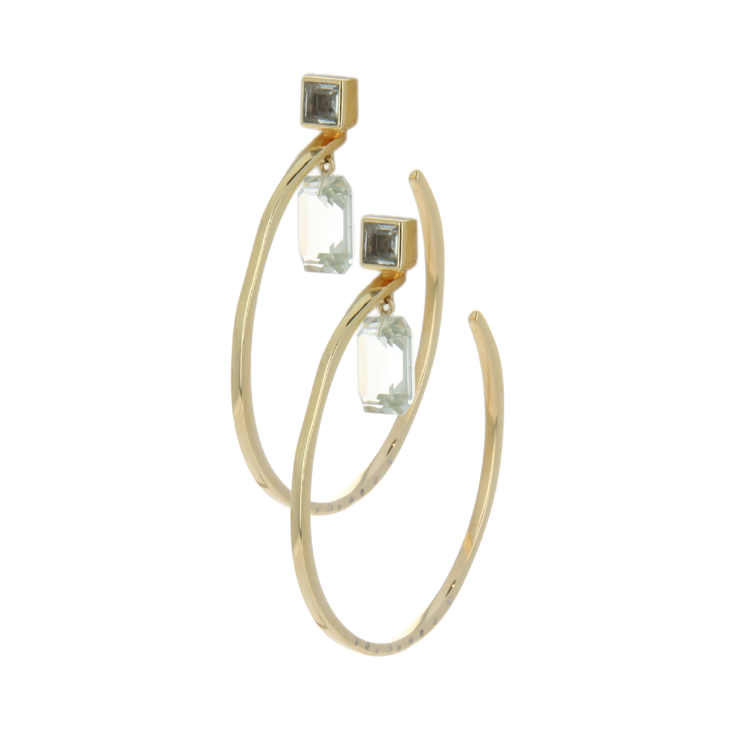 Vermeil Hoop Earrings with Diamonds and Gemstones