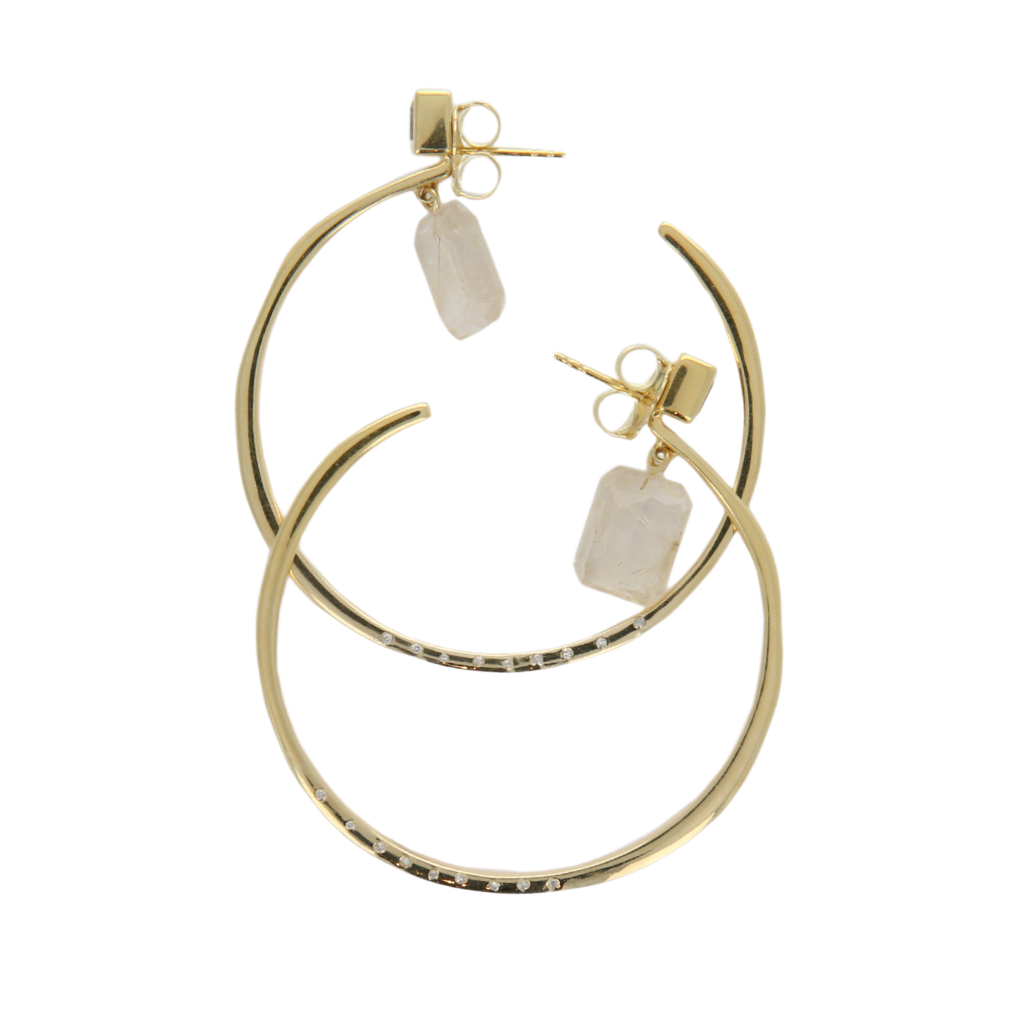 Vermeil Hoop Earrings with Diamonds and Gemstones