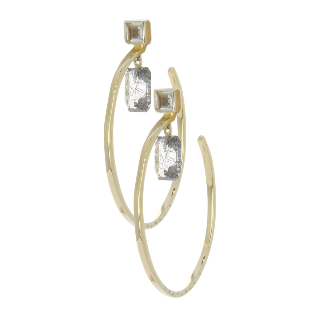 Vermeil Hoop Earrings with Diamonds and Gemstones