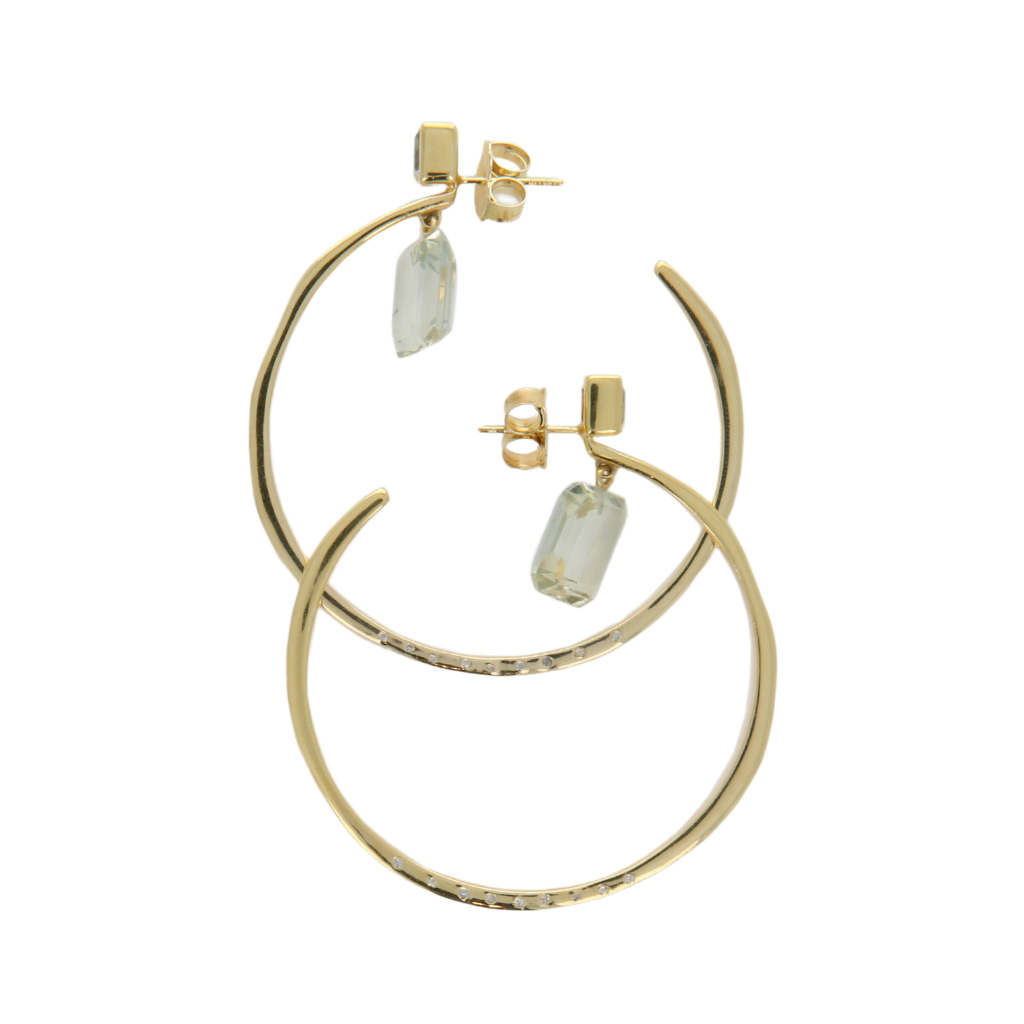 Vermeil Hoop Earrings with Diamonds and Gemstones