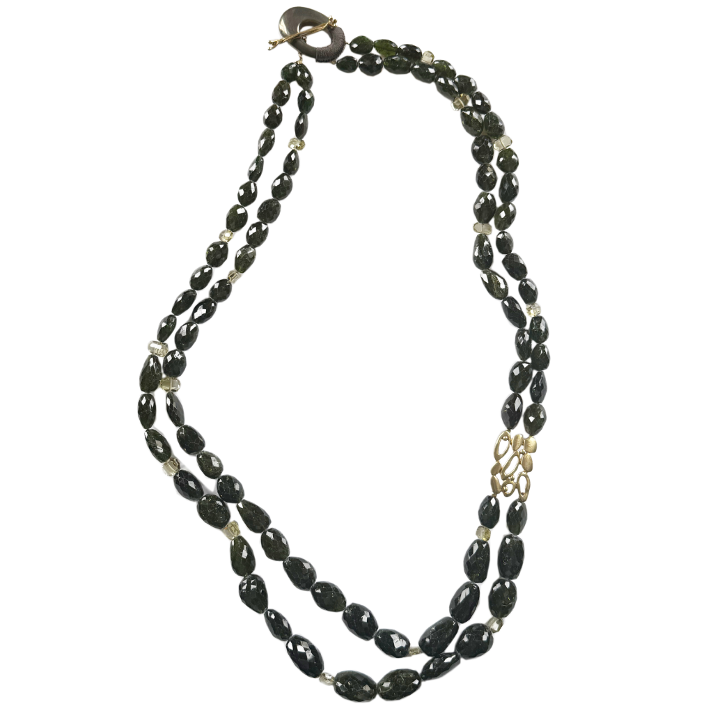 18k Gold and Green Tourmaline Two-Strand Necklace