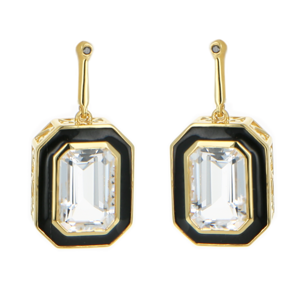 Vermeil Black On White Earrings