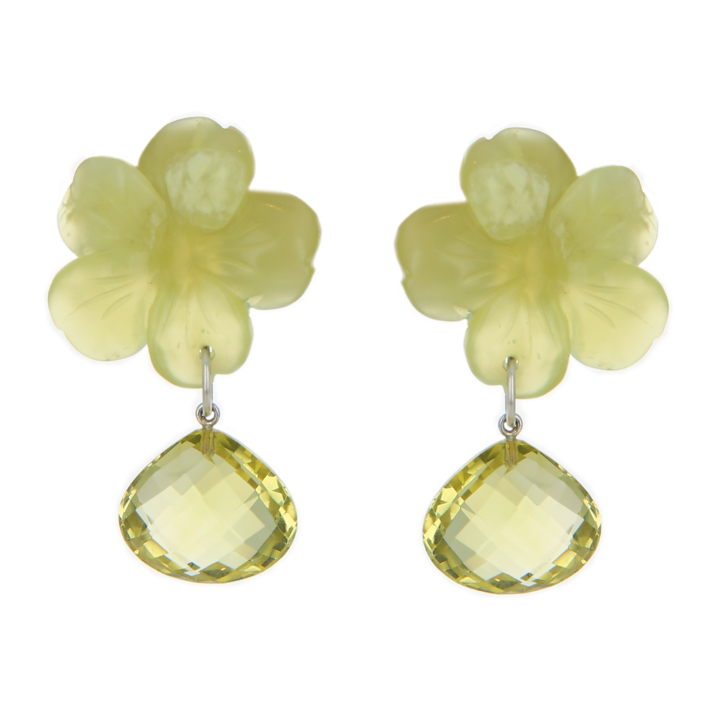 Jade Flower Earrings