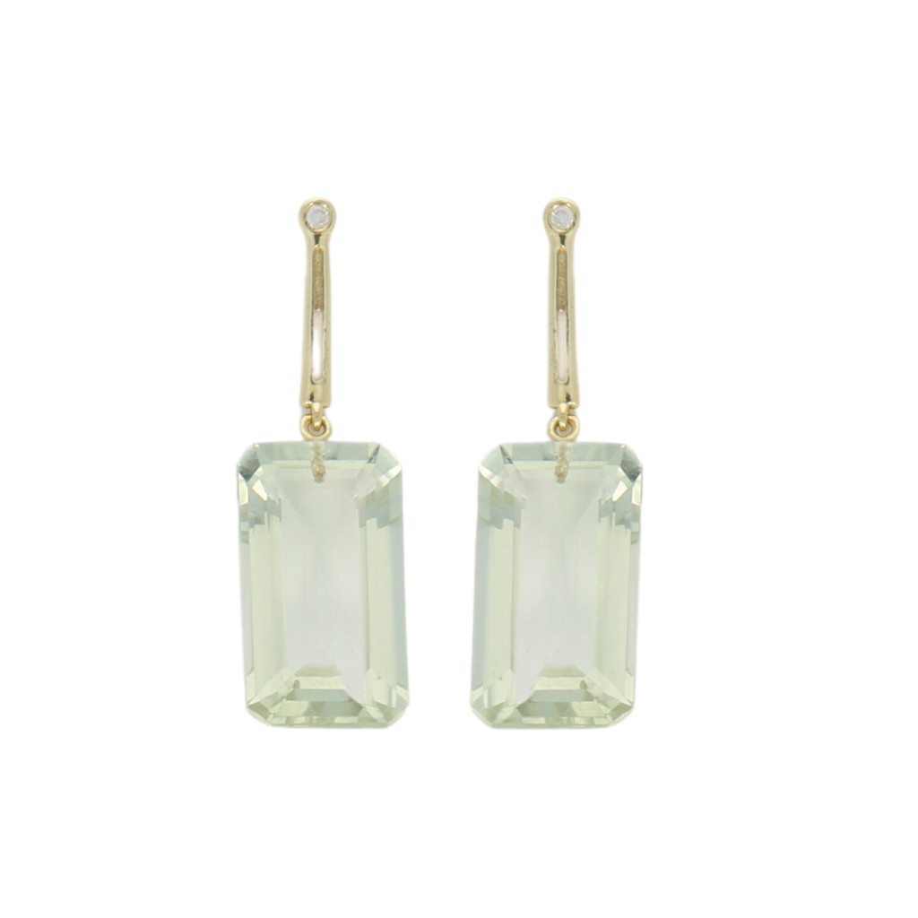 Georgie V with Green Amethyst Rectangular Drop Earrings