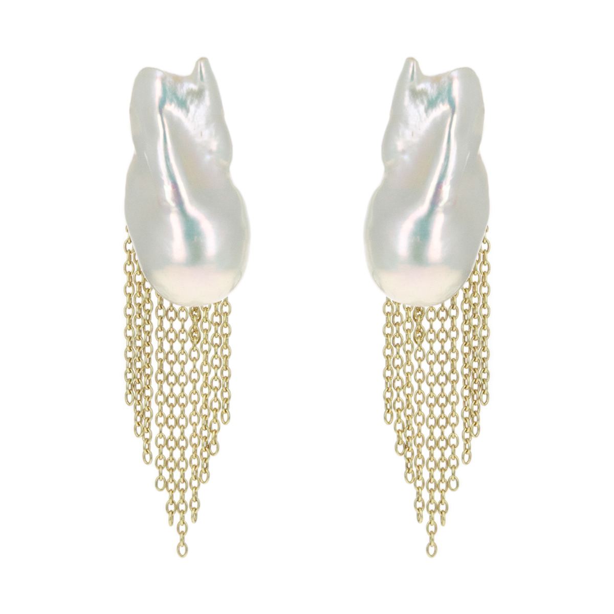 Baroque Pearl Earrings with Fringe Backs
