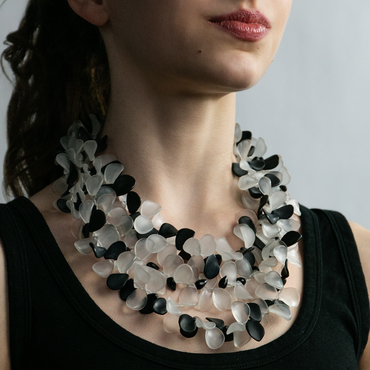 Black & White Petal Necklace