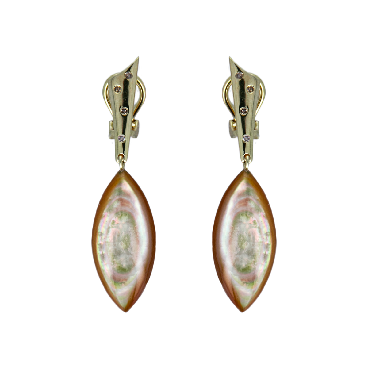 Golden Mother of Pearl Cleo Clip Earrings