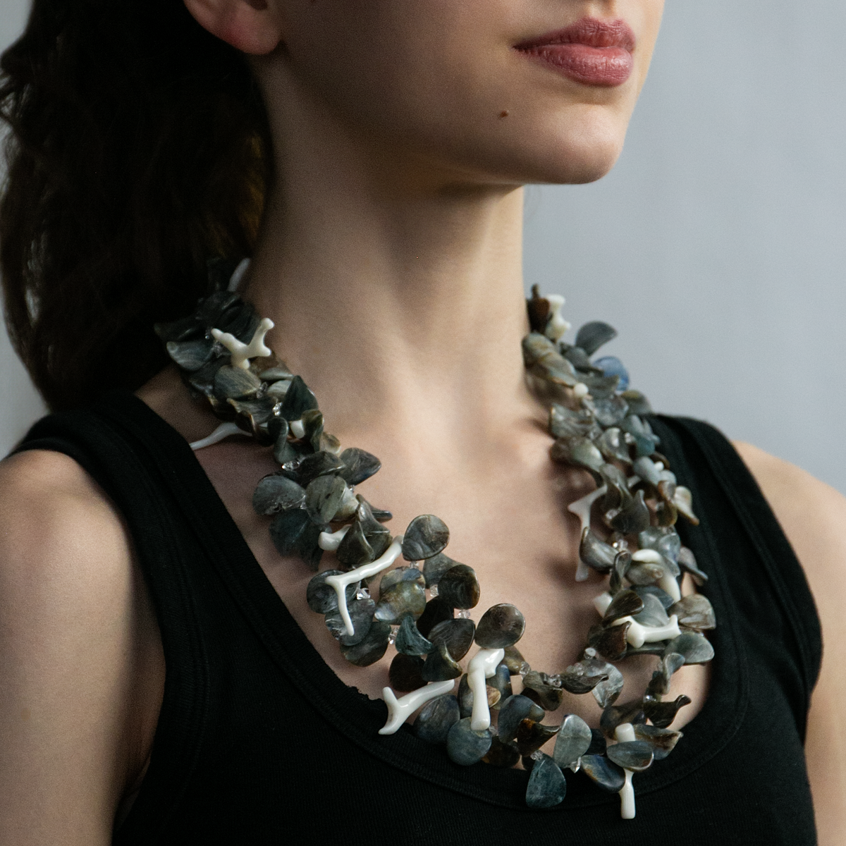 Coral & Kyanite Petal Necklace