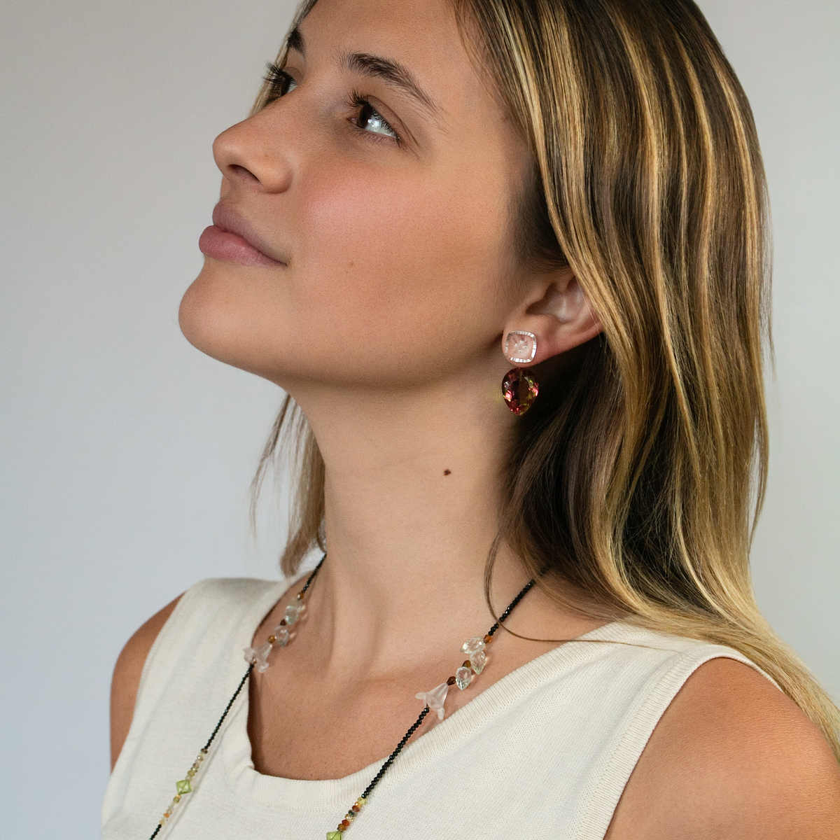 Crystal Quartz Earrings with Zultanite Drops