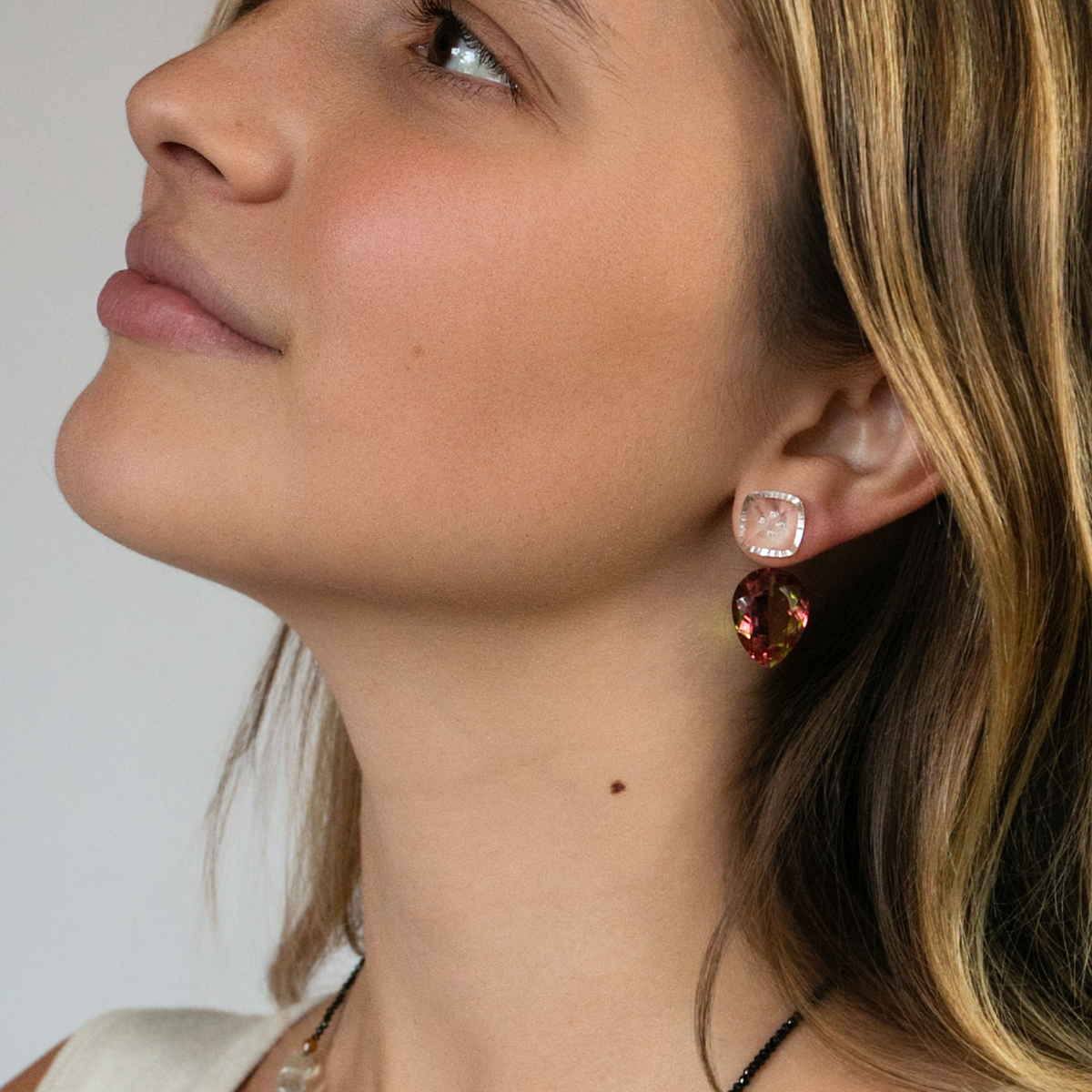 Crystal Quartz Earrings with Zultanite Drops