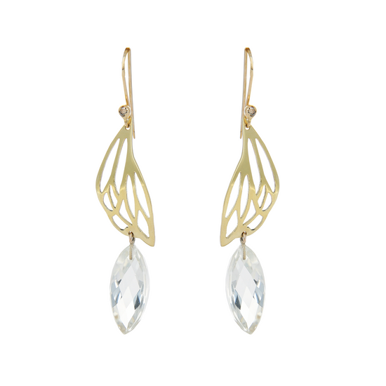 Load image into Gallery viewer, Diamond Butterfly Wing Earring on Wire
