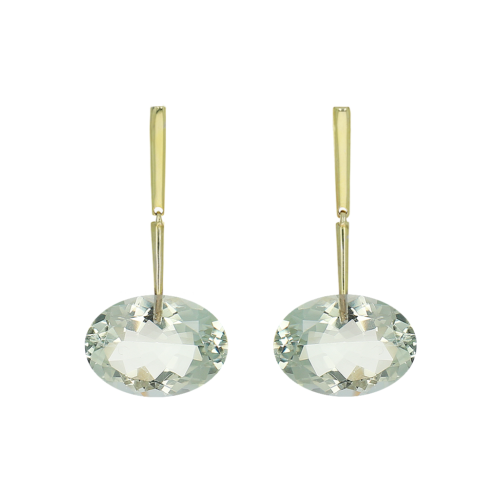 Load image into Gallery viewer, Reverse Georgette Earrings with Oval Green Amethyst

