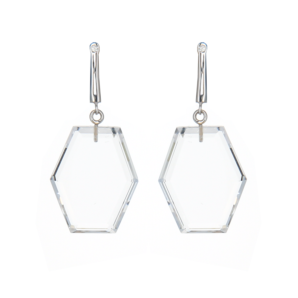 Load image into Gallery viewer, Georgie VI Diamond + Rock Crystal Earrings
