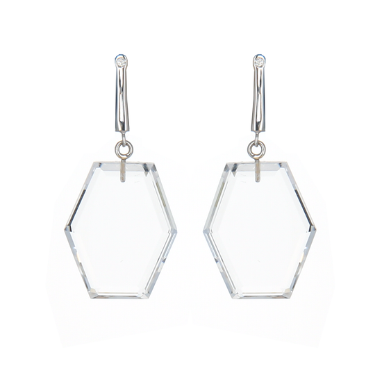 Load image into Gallery viewer, Georgie VI Diamond + Rock Crystal Earrings
