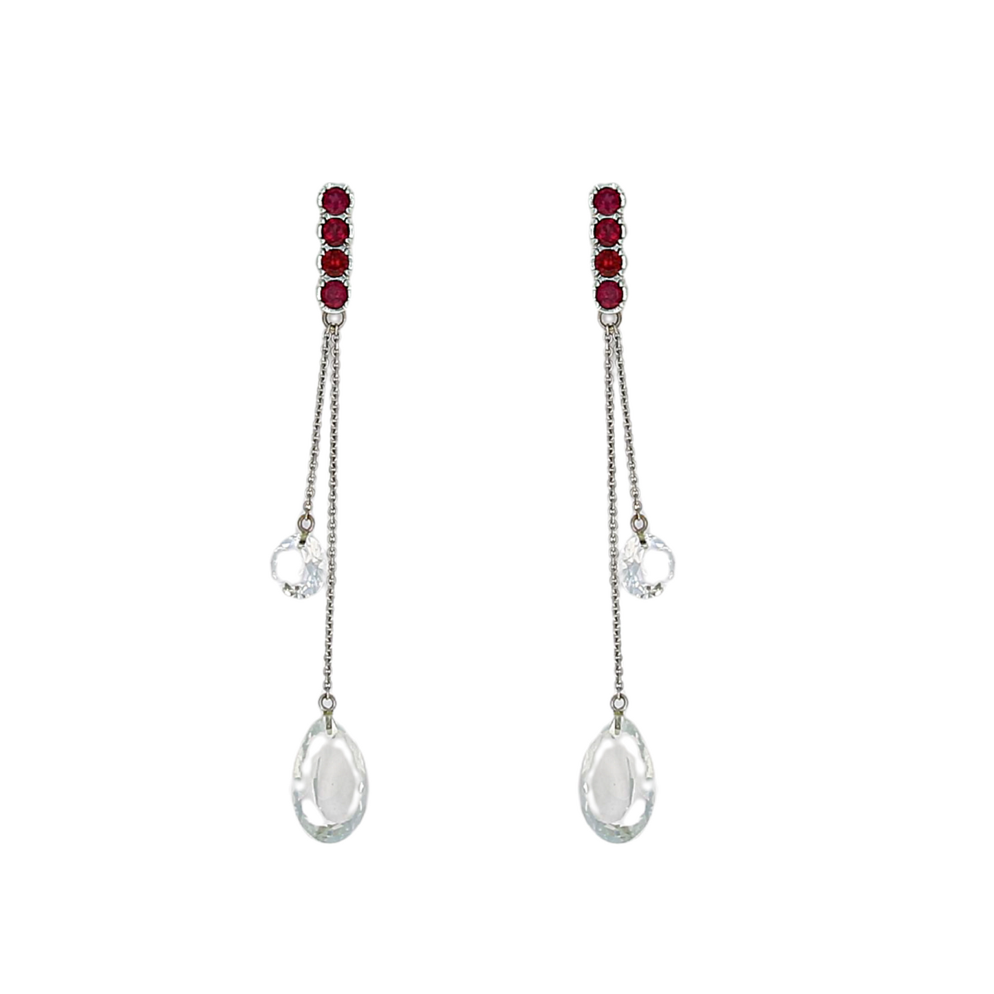 Madison Earrings with Rubies and Detachable White Topaz Drops