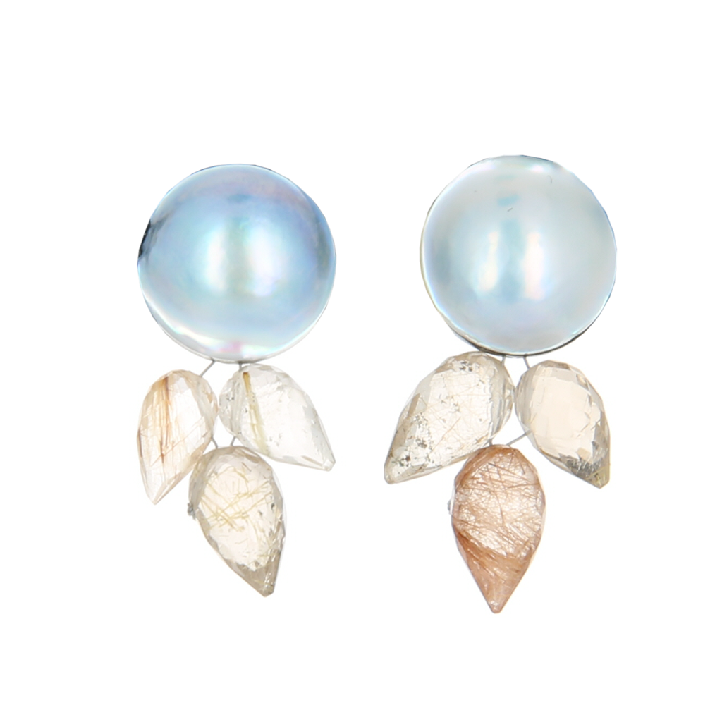 Mabe Pearl Earrings with Drops