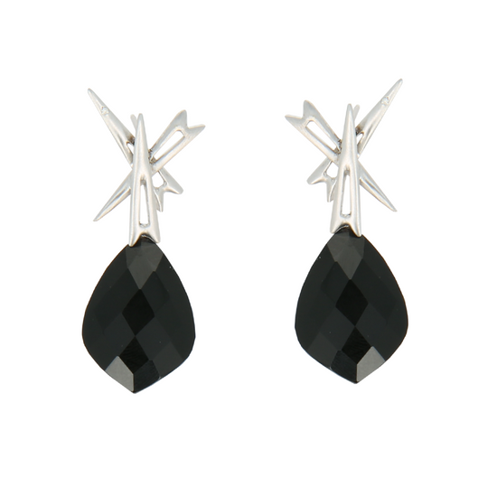 Diamond Twinkle Earrings with Black Onyx