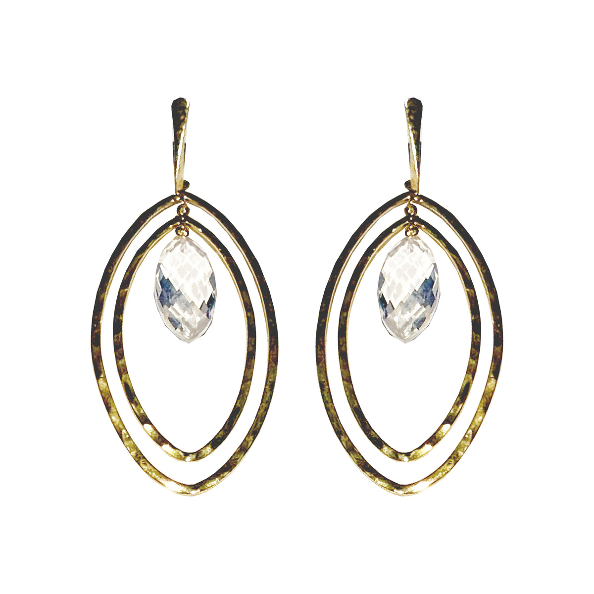 Double Together White Topaz with Bone Top Earrings