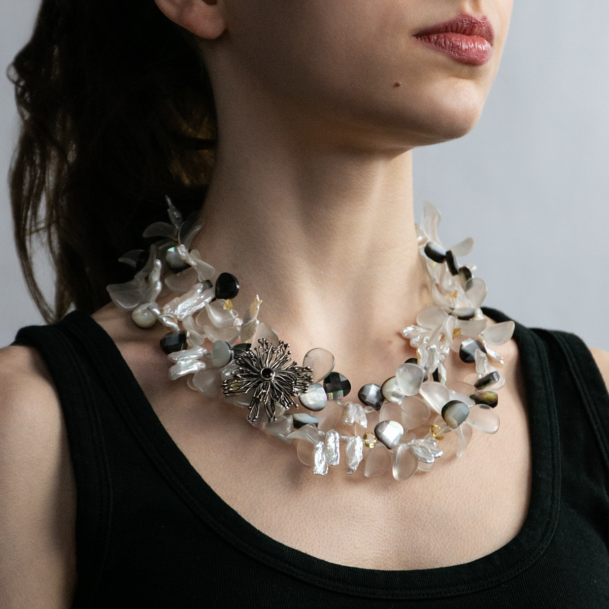 Frosted Pearl Wish Petal Necklace