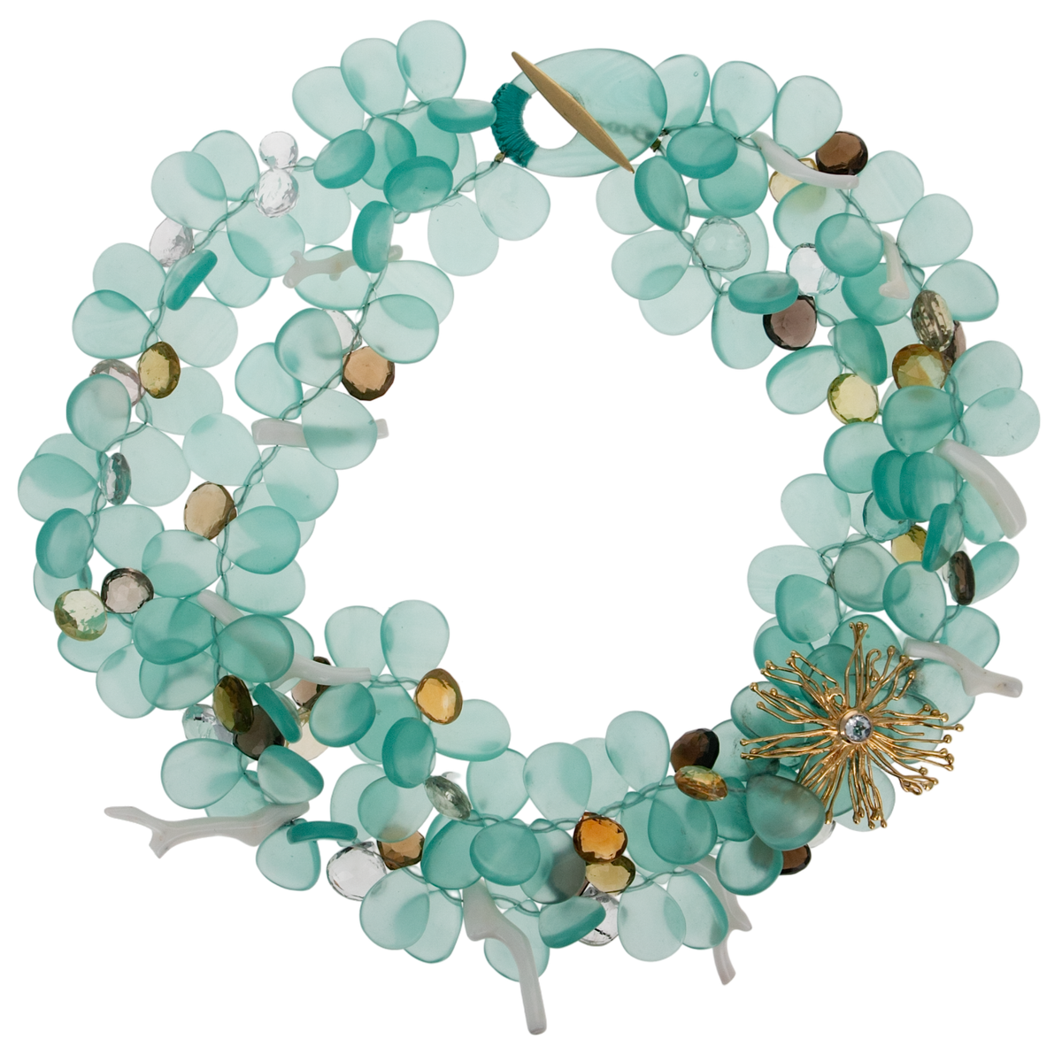Sea Frosted Quartz Wish Petal Necklace