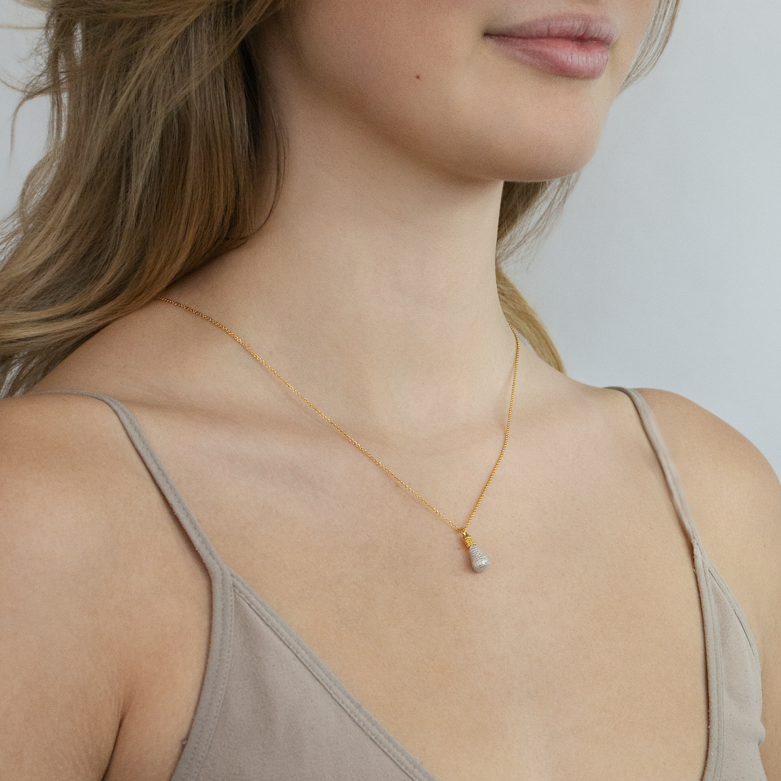 Genius! gold-plated Light Bulb necklace by Pavé The Way® Jewelry
