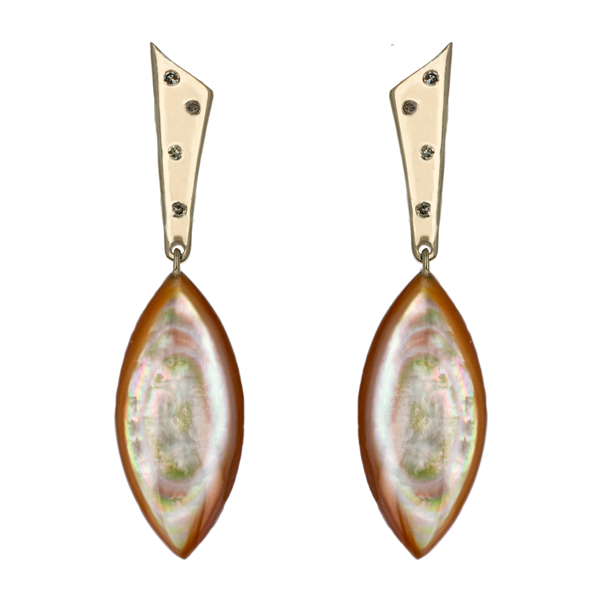 Golden Mother of Pearl Cleo Clip Earrings