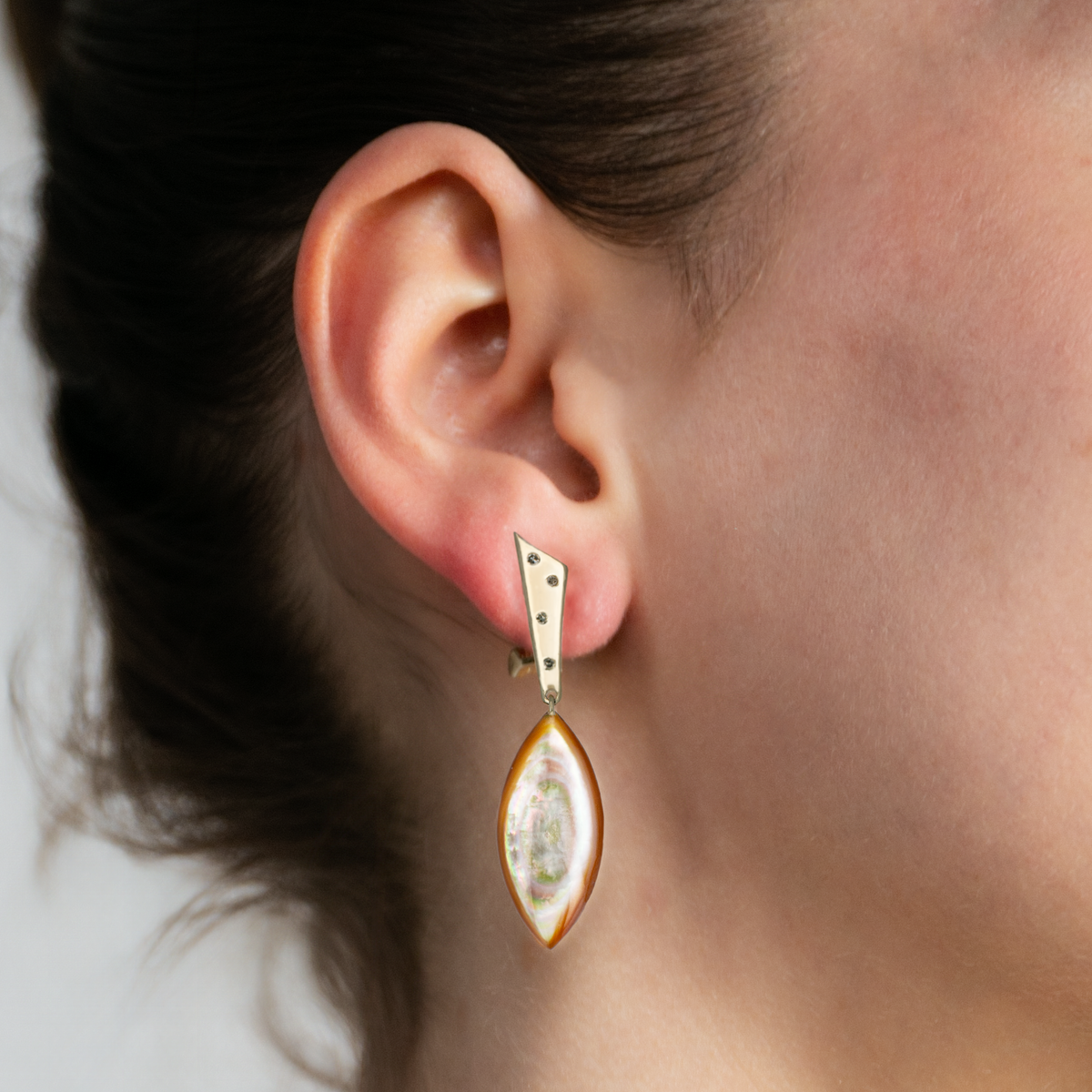 Golden Mother of Pearl Cleo Clip Earrings