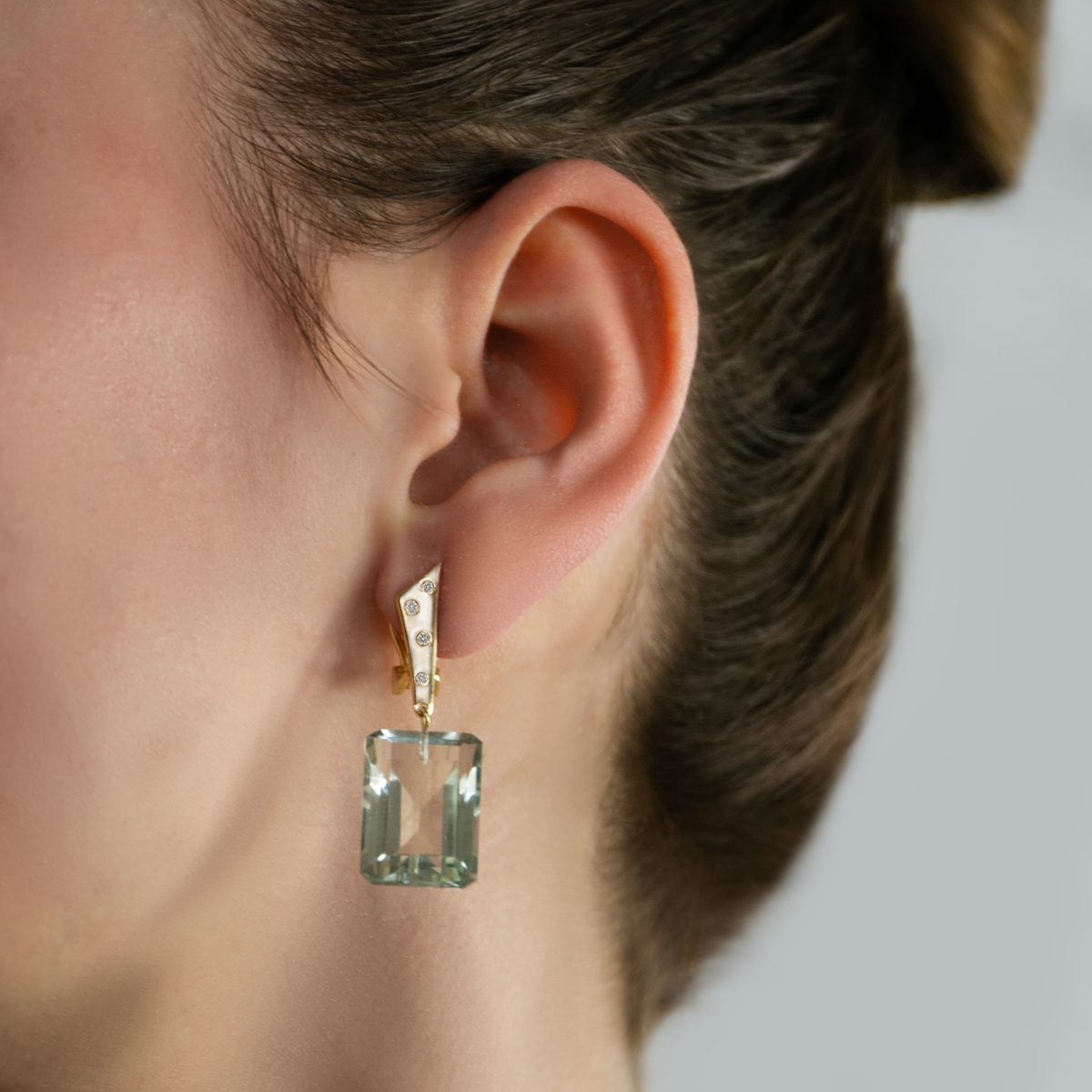 Green Amethyst Cleo Clip Earrings