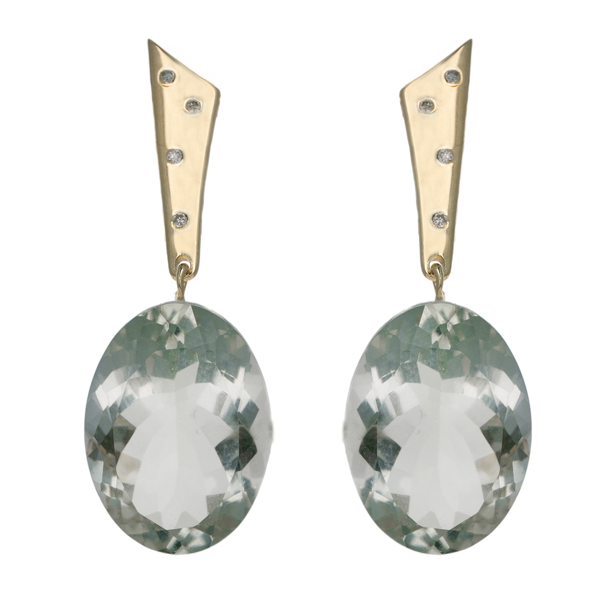 Green Amethyst Oval Cleo Clip Earrings