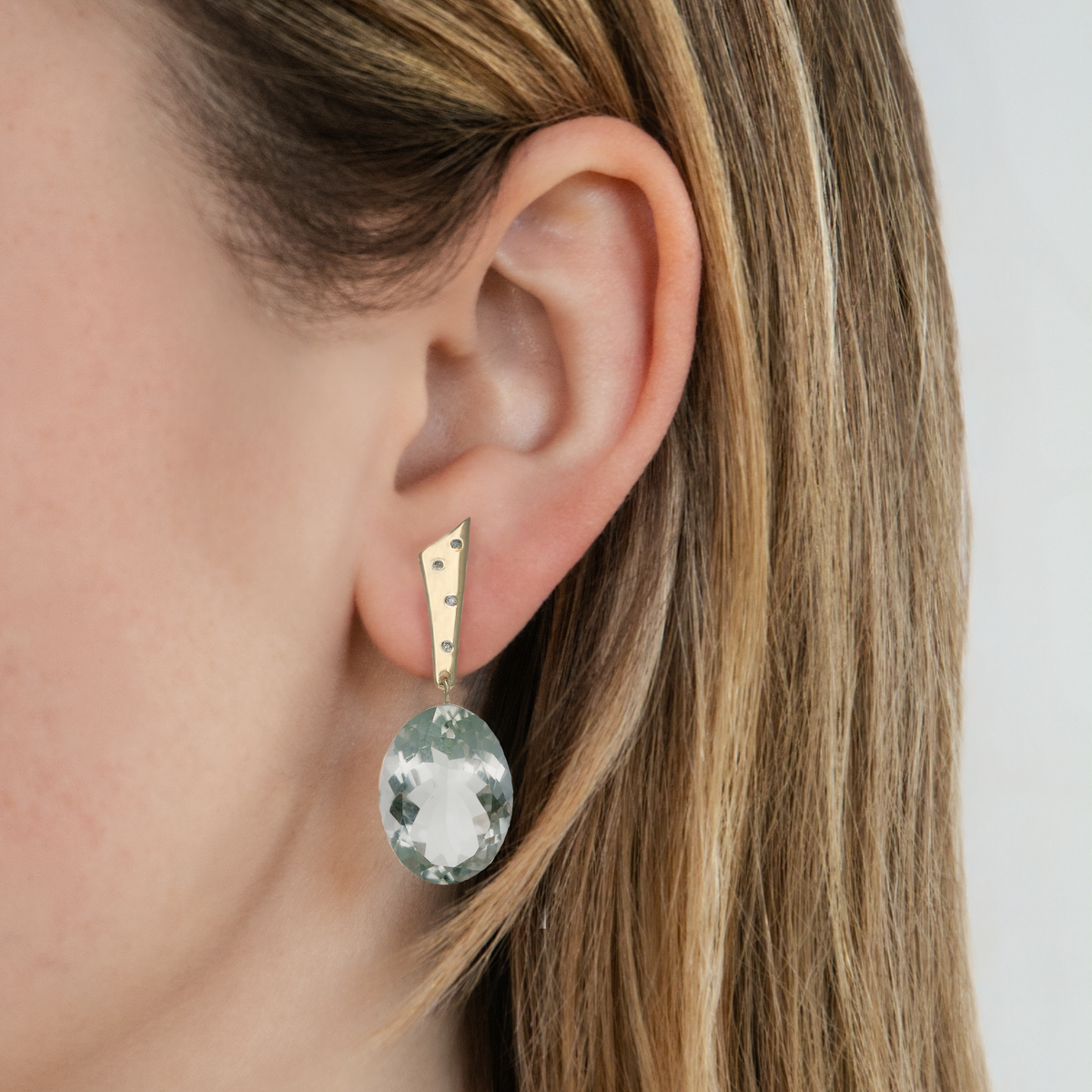Green Amethyst Oval Cleo Clip Earrings