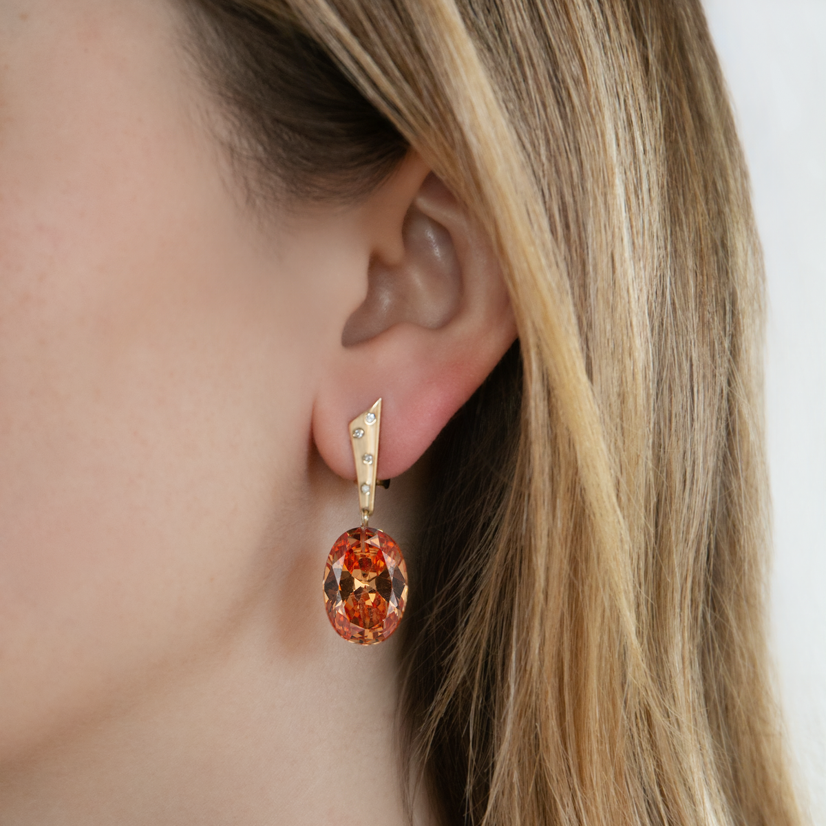 Mandarin Zircon Cleo Clip Earrings