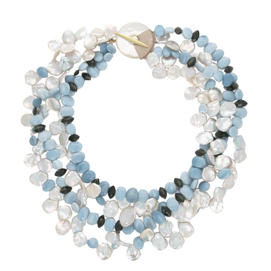 Blue Opal & Pearl Necklace